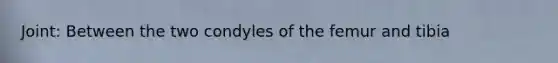 Joint: Between the two condyles of the femur and tibia
