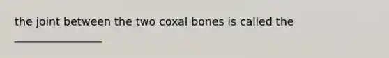 the joint between the two coxal bones is called the ________________