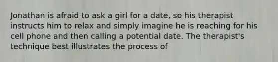 Jonathan is afraid to ask a girl for a date, so his therapist instructs him to relax and simply imagine he is reaching for his cell phone and then calling a potential date. The therapist's technique best illustrates the process of