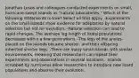 Jonathan Losos and colleagues conducted experiments on small, hurricane-swept islands as "natural laboratories." Which of the following statements is true? Select all that apply. -Experiments on the small islands show evidence for adaptation by natural selection but not for evolution. -Natural selection can lead to rapid changes. The average leg length of lizard populations decreased within a few generations. -The legs of the anoles placed on the islands became shorter, and their offspring inherited shorter legs. -There are many small islands with similar environments, meaning that researchers can repeat their experiments and observations in several locations. -Islands scrubbed by hurricanes allow researchers to introduce new lizard populations and observe their evolution.