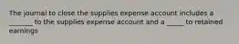 The journal to close the supplies expense account includes a _______ to the supplies expense account and a _____ to retained earnings