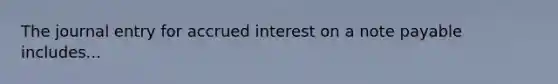 The journal entry for accrued interest on a note payable includes...