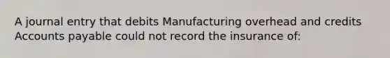 A journal entry that debits Manufacturing overhead and credits Accounts payable could not record the insurance of: