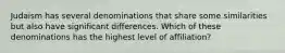 Judaism has several denominations that share some similarities but also have significant differences. Which of these denominations has the highest level of affiliation?