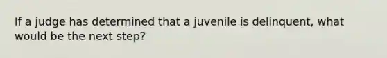 If a judge has determined that a juvenile is delinquent, what would be the next step?