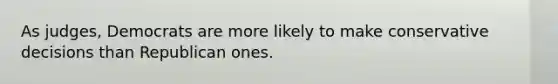 As judges, Democrats are more likely to make conservative decisions than Republican ones.