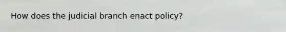 How does the judicial branch enact policy?