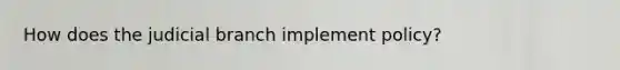 How does the judicial branch implement policy?