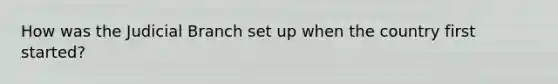 How was the Judicial Branch set up when the country first started?