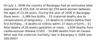 On July 1, 2006 the country of Barangay had an estimated total population of 254,316, of whom 62,159 were women between the ages of 15-44 years. During the year of 2006 in Barangay, there were: - 2,289 live births, - 15 maternal deaths due to complications of pregnancy, - 23 deaths to infants before their first birthday, - 8 deaths to infants within 27 days of birth, - 51 fetal deaths of 20 weeks gestation or more, - 3,029 deaths from cardiovascular disease (CVD), - 10,998 deaths from all causes. What was the maternal mortality rate in Barangay in 2006 (per 100,000)?