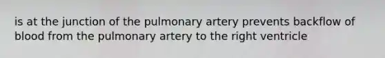 is at the junction of the pulmonary artery prevents backflow of blood from the pulmonary artery to the right ventricle