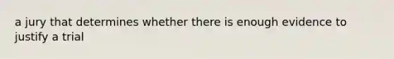 a jury that determines whether there is enough evidence to justify a trial