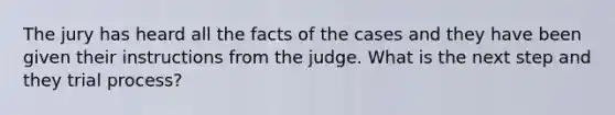 The jury has heard all the facts of the cases and they have been given their instructions from the judge. What is the next step and they trial process?