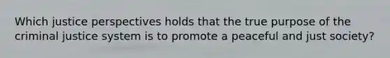 Which justice perspectives holds that the true purpose of the criminal justice system is to promote a peaceful and just society?