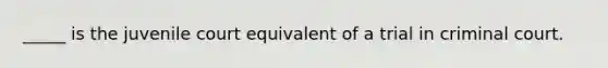 _____ is the juvenile court equivalent of a trial in criminal court.