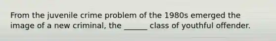 From the juvenile crime problem of the 1980s emerged the image of a new criminal, the ______ class of youthful offender.