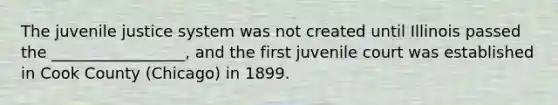 The juvenile justice system was not created until Illinois passed the _________________, and the first juvenile court was established in Cook County (Chicago) in 1899.