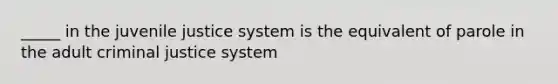 _____ in the juvenile justice system is the equivalent of parole in the adult criminal justice system