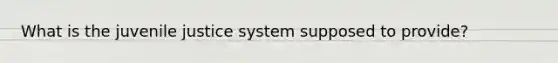 What is the juvenile justice system supposed to provide?