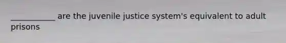 ___________ are the juvenile justice system's equivalent to adult prisons