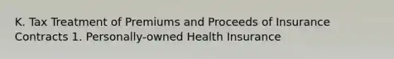 K. Tax Treatment of Premiums and Proceeds of Insurance Contracts 1. Personally-owned Health Insurance