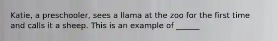 Katie, a preschooler, sees a llama at the zoo for the first time and calls it a sheep. This is an example of ______