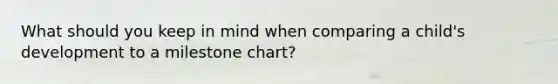 What should you keep in mind when comparing a child's development to a milestone chart?