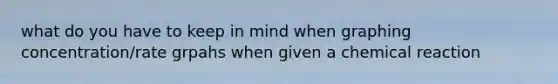 what do you have to keep in mind when graphing concentration/rate grpahs when given a chemical reaction
