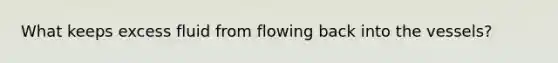 What keeps excess fluid from flowing back into the vessels?