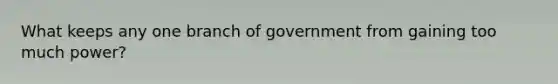 What keeps any one branch of government from gaining too much power?