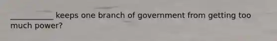 ___________ keeps one branch of government from getting too much power?