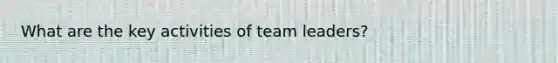 What are the key activities of team leaders?