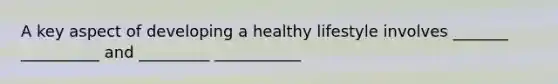 A key aspect of developing a healthy lifestyle involves _______ __________ and _________ ___________