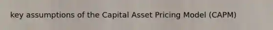 key assumptions of the Capital Asset Pricing Model (CAPM)