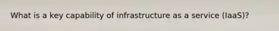 What is a key capability of infrastructure as a service (IaaS)?