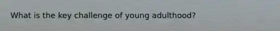 What is the key challenge of young adulthood?