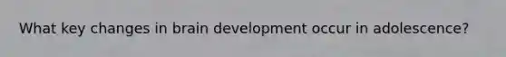 What key changes in brain development occur in adolescence?