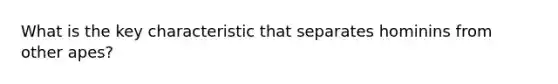 What is the key characteristic that separates hominins from other apes?