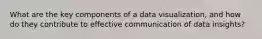 What are the key components of a data visualization, and how do they contribute to effective communication of data insights?