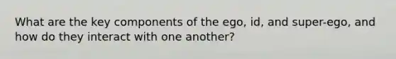 What are the key components of the ego, id, and super-ego, and how do they interact with one another?