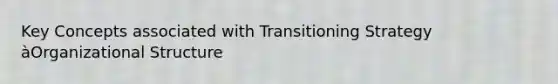 Key Concepts associated with Transitioning Strategy àOrganizational Structure