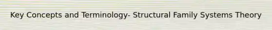 Key Concepts and Terminology- Structural Family Systems Theory