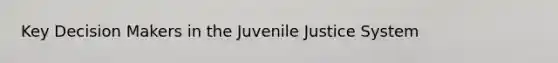 Key Decision Makers in the Juvenile Justice System