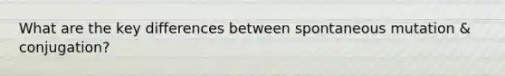 What are the key differences between spontaneous mutation & conjugation?