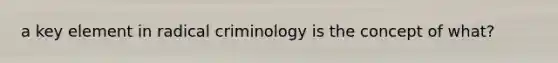 a key element in radical criminology is the concept of what?