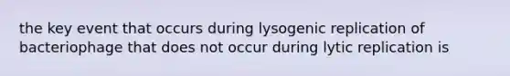 the key event that occurs during lysogenic replication of bacteriophage that does not occur during lytic replication is