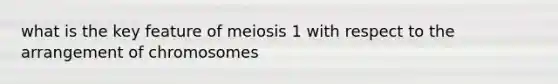 what is the key feature of meiosis 1 with respect to the arrangement of chromosomes