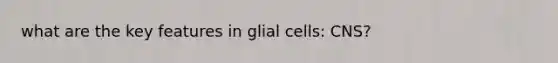 what are the key features in glial cells: CNS?