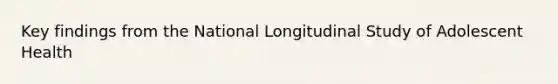 Key findings from the National Longitudinal Study of Adolescent Health