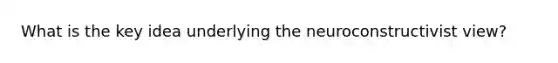 What is the key idea underlying the neuroconstructivist view?